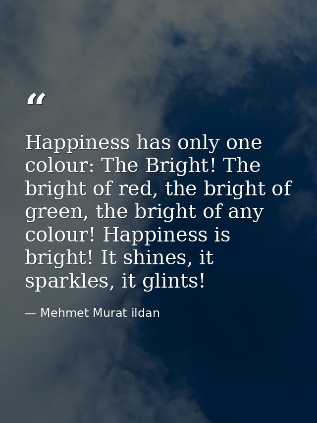 Happiness has only one colour: The Bright! The bright of red, the bright of green, the bright of any colour! Happiness i — Mehmet Murat ildan