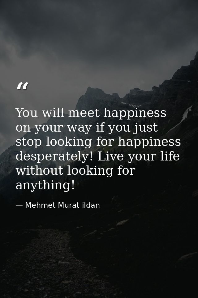 You will meet happiness on your way if you just stop looking for happiness desperately! Live your life without looking f — Mehmet Murat ildan