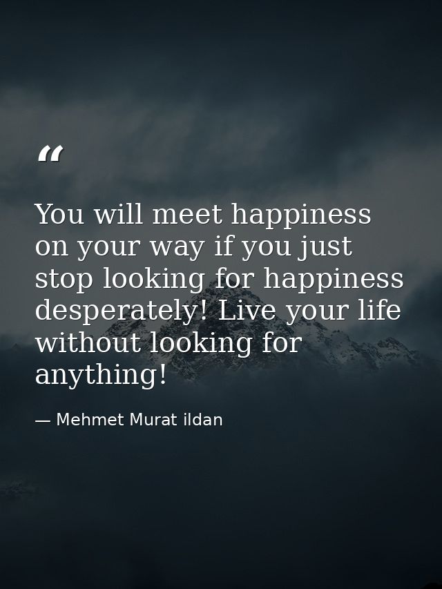 You will meet happiness on your way if you just stop looking for happiness desperately! Live your life without looking f — Mehmet Murat ildan