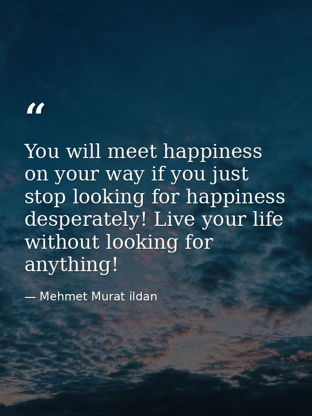 You will meet happiness on your way if you just stop looking for happiness desperately! Live your life without looking f — Mehmet Murat ildan