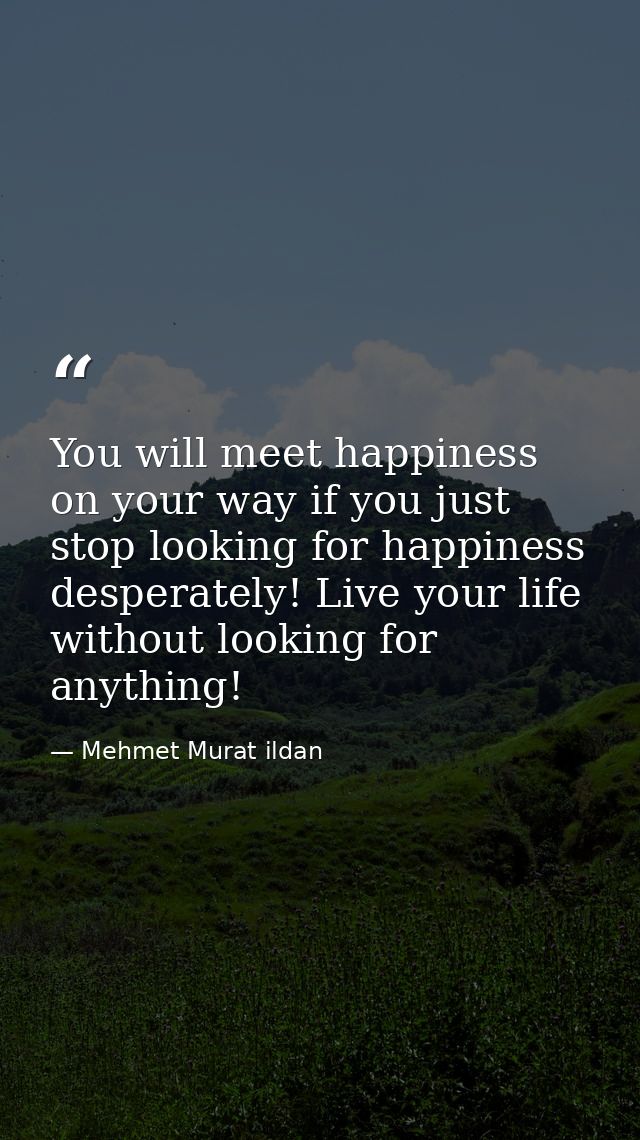 You will meet happiness on your way if you just stop looking for happiness desperately! Live your life without looking f — Mehmet Murat ildan
