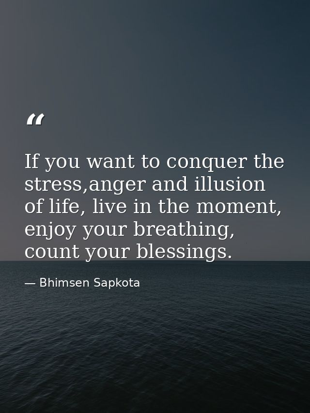 If you want to conquer the stress,anger and illusion of life, live in the moment, enjoy your breathing, count your bless — Bhimsen Sapkota