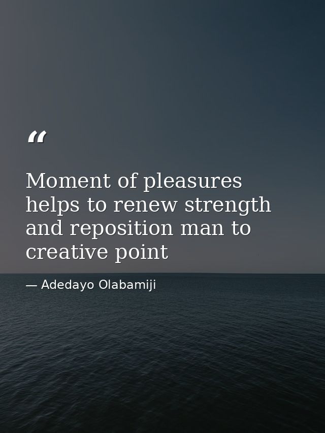Moment of pleasures helps to renew strength and reposition man to creative point — Adedayo Olabamiji