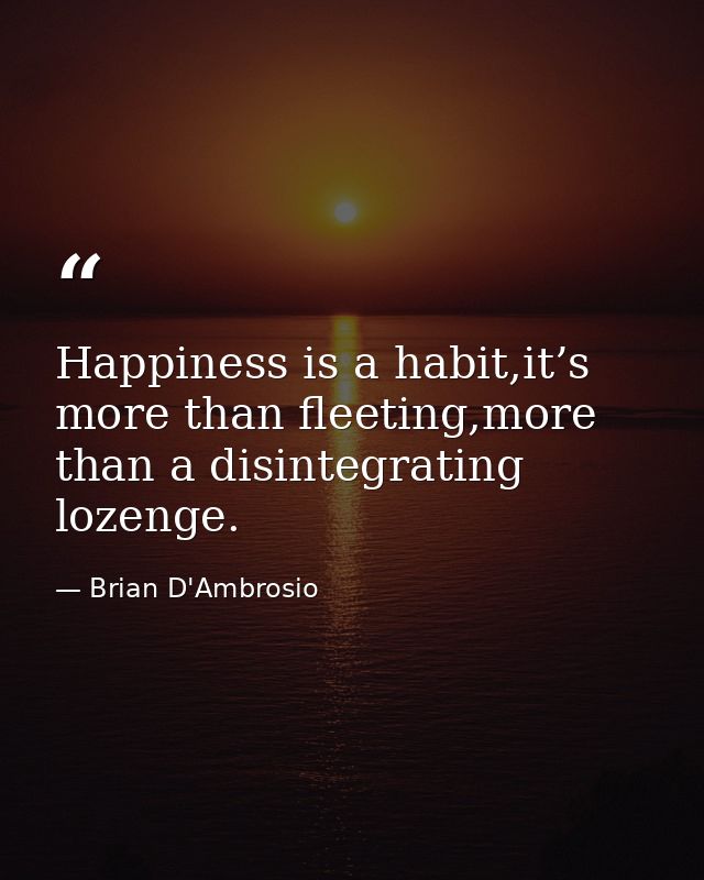 Happiness is a habit,it’s more than fleeting,more than a disintegrating lozenge. — Brian D'Ambrosio