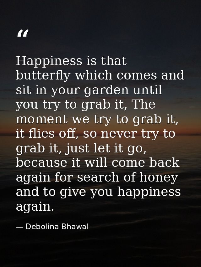 Happiness is that butterfly which comes and sit in your garden until you try to grab it, The moment we try to grab it, i — Debolina Bhawal