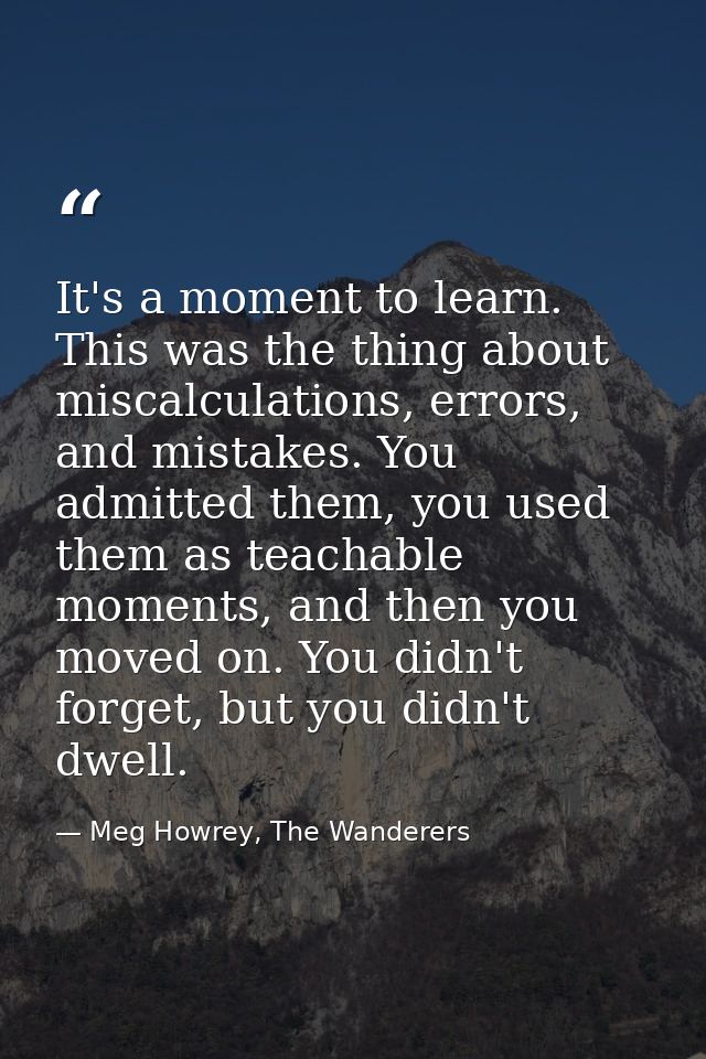 It's a moment to learn. This was the thing about miscalculations, errors, and mistakes. You admitted them, you used them — Meg Howrey, The Wanderers