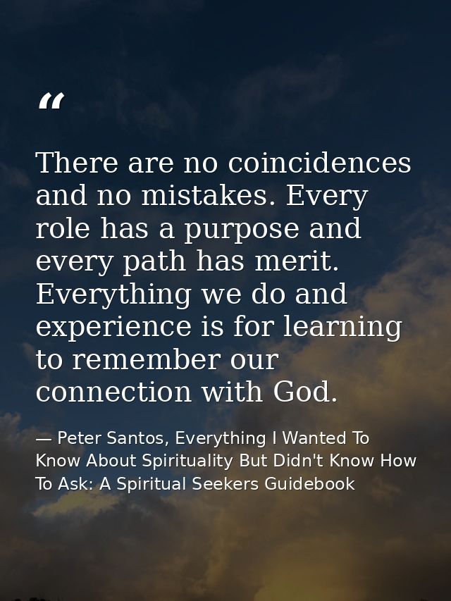 There are no coincidences and no mistakes. Every role has a purpose and every path has merit. Everything we do and exper — Peter Santos, Everything I Wanted To Know About Spirituality But Didn't Know How To Ask: A Spiritual Seekers Guidebook