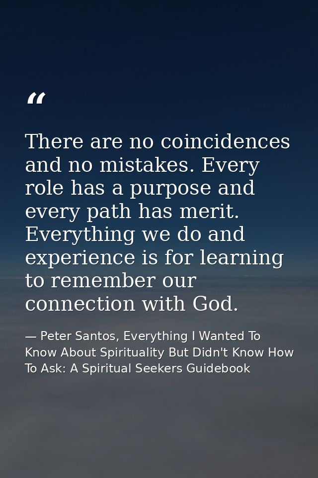 There are no coincidences and no mistakes. Every role has a purpose and every path has merit. Everything we do and exper — Peter Santos, Everything I Wanted To Know About Spirituality But Didn't Know How To Ask: A Spiritual Seekers Guidebook