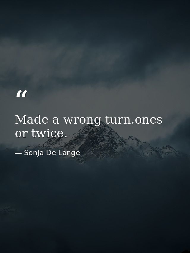 Made a wrong turn.ones or twice. — Sonja De Lange