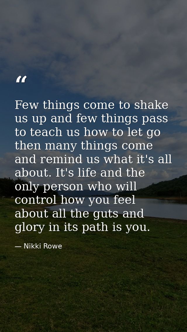 Few things come to shake us up and few things pass to teach us how to let go then many things come and remind us what it — Nikki Rowe