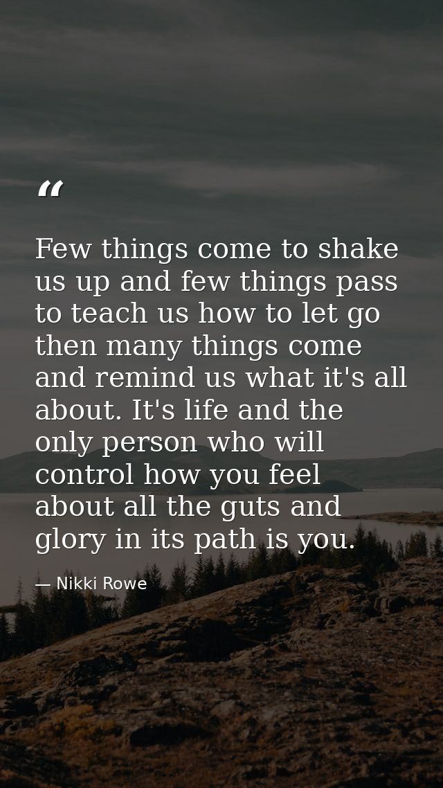 Few things come to shake us up and few things pass to teach us how to let go then many things come and remind us what it — Nikki Rowe