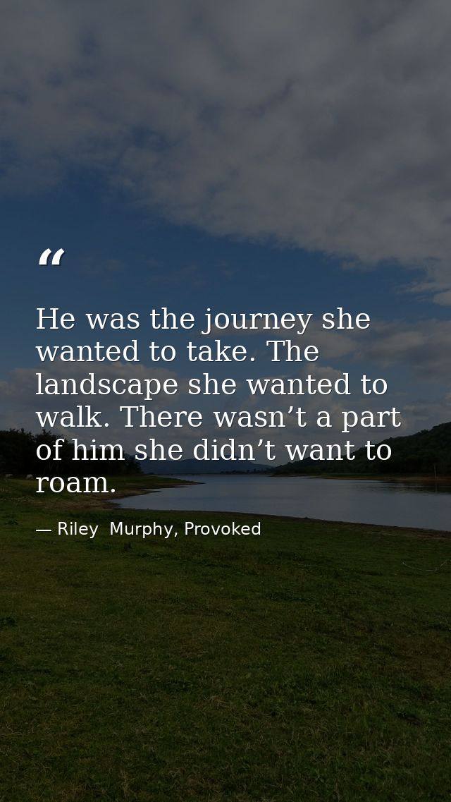 He was the journey she wanted to take. The landscape she wanted to walk. There wasn’t a part of him she didn’t want to r — Riley  Murphy, Provoked