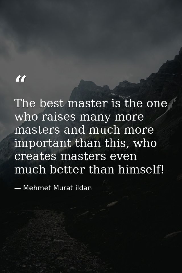 The best master is the one who raises many more masters and much more important than this, who creates masters even much — Mehmet Murat ildan