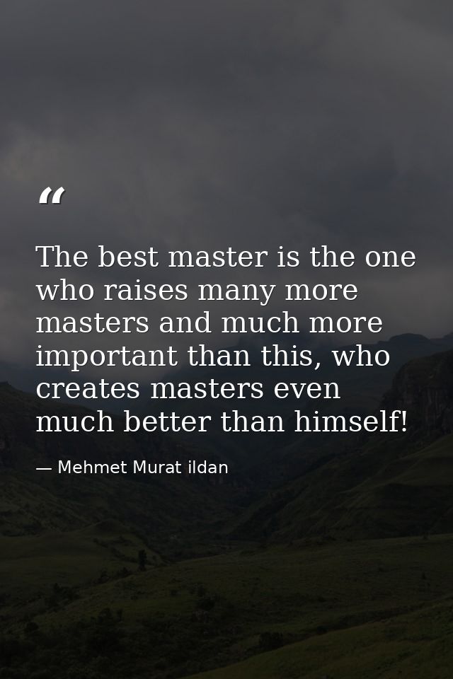 The best master is the one who raises many more masters and much more important than this, who creates masters even much — Mehmet Murat ildan
