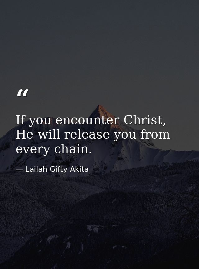 If you encounter Christ, He will release you from every chain. — Lailah Gifty Akita