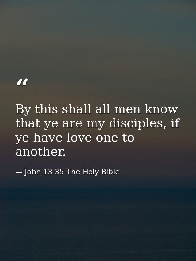 By this shall all men know that ye are my disciples, if ye have love one to another. — John 13 35 The Holy Bible