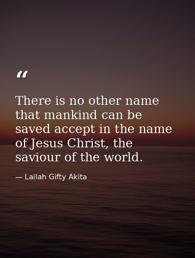 There is no other name that mankind can be saved accept in the name of Jesus Christ, the saviour of the world. — Lailah Gifty Akita