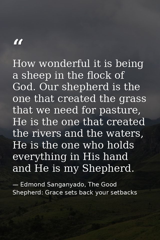 How wonderful it is being a sheep in the flock of God. Our shepherd is the one that created the grass that we need for p — Edmond Sanganyado, The Good Shepherd: Grace sets back your setbacks