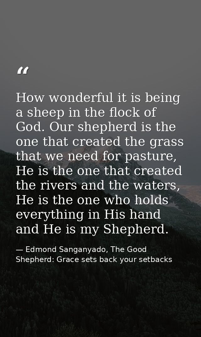 How wonderful it is being a sheep in the flock of God. Our shepherd is the one that created the grass that we need for p — Edmond Sanganyado, The Good Shepherd: Grace sets back your setbacks