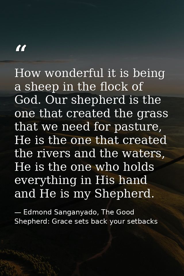 How wonderful it is being a sheep in the flock of God. Our shepherd is the one that created the grass that we need for p — Edmond Sanganyado, The Good Shepherd: Grace sets back your setbacks