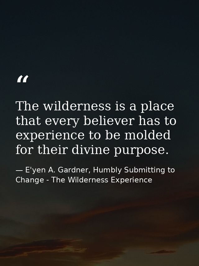 The wilderness is a place that every believer has to experience to be molded for their divine purpose. — E'yen A. Gardner, Humbly Submitting to Change - The Wilderness Experience