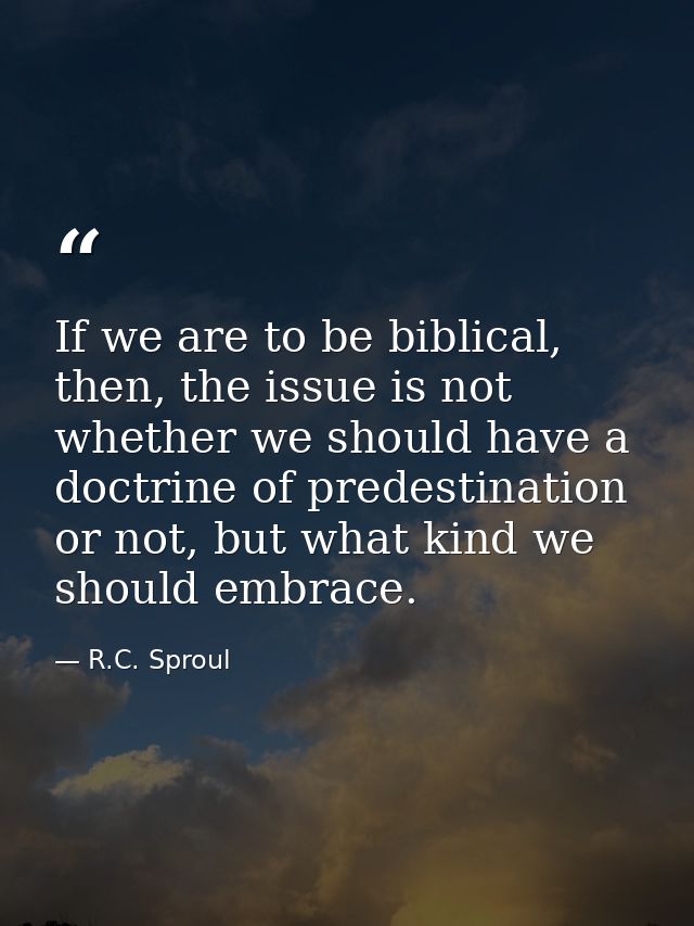 If we are to be biblical, then, the issue is not whether we should have a doctrine of predestination or not, but what ki — R.C. Sproul