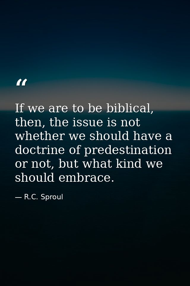 If we are to be biblical, then, the issue is not whether we should have a doctrine of predestination or not, but what ki — R.C. Sproul