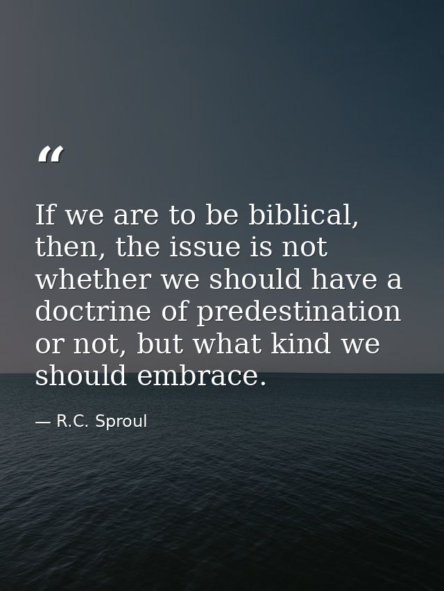 If we are to be biblical, then, the issue is not whether we should have a doctrine of predestination or not, but what ki — R.C. Sproul