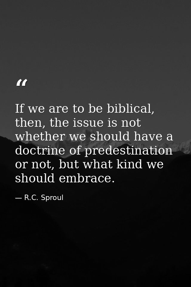 If we are to be biblical, then, the issue is not whether we should have a doctrine of predestination or not, but what ki — R.C. Sproul