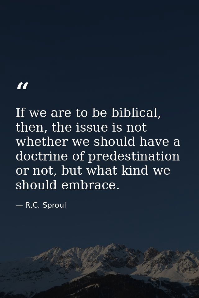If we are to be biblical, then, the issue is not whether we should have a doctrine of predestination or not, but what ki — R.C. Sproul