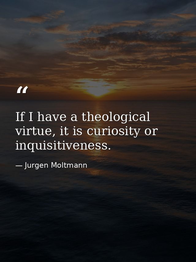 If I have a theological virtue, it is curiosity or inquisitiveness. — Jurgen Moltmann