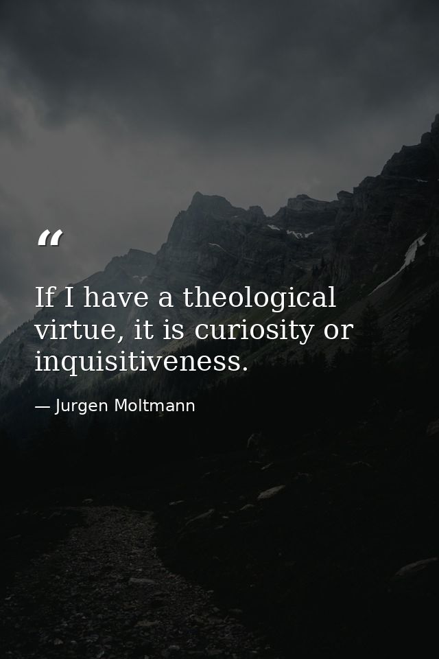 If I have a theological virtue, it is curiosity or inquisitiveness. — Jurgen Moltmann