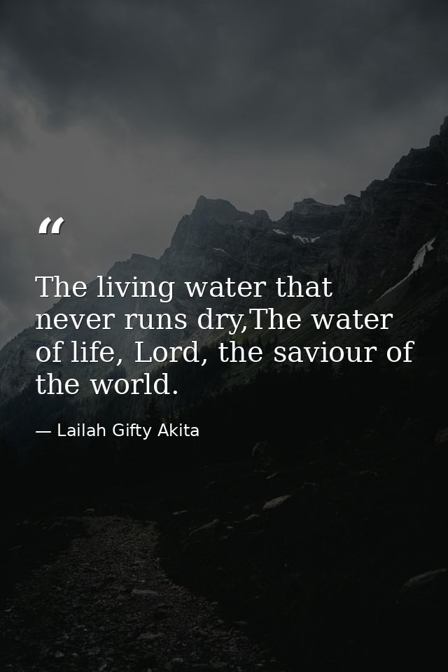 The living water that never runs dry,The water of life, Lord, the saviour of the world. — Lailah Gifty Akita