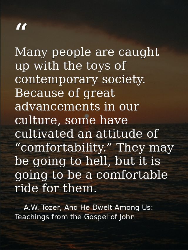 Many people are caught up with the toys of contemporary society. Because of great advancements in our culture, some have — A.W. Tozer, And He Dwelt Among Us: Teachings from the Gospel of John