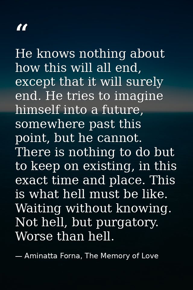 He knows nothing about how this will all end, except that it will surely end. He tries to imagine himself into a future, — Aminatta Forna, The Memory of Love