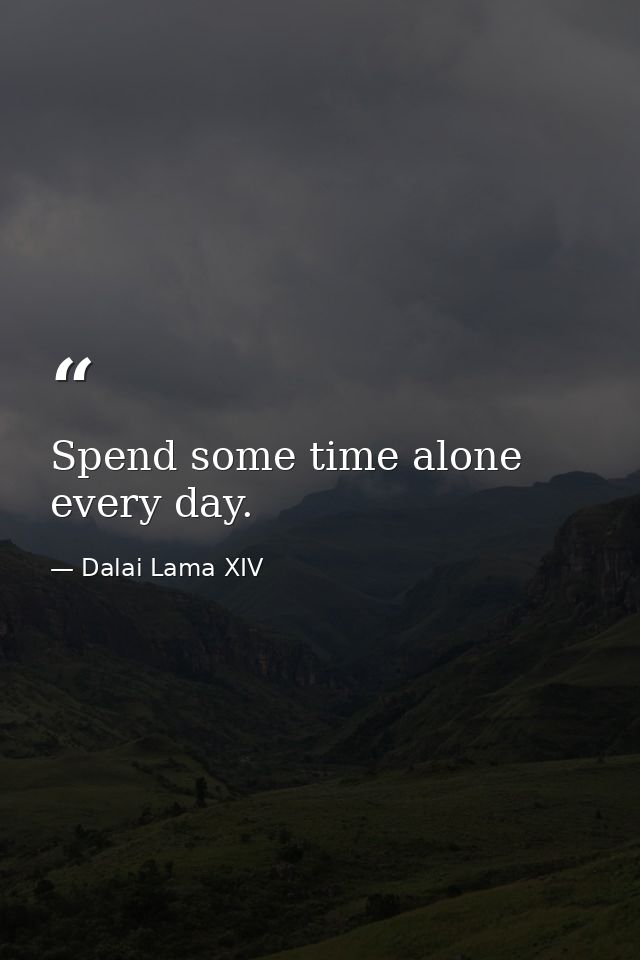 Spend some time alone every day. — Dalai Lama XIV