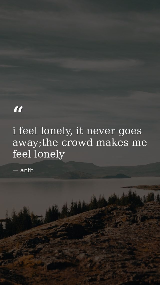 i feel lonely, it never goes away;the crowd makes me feel lonely — anth
