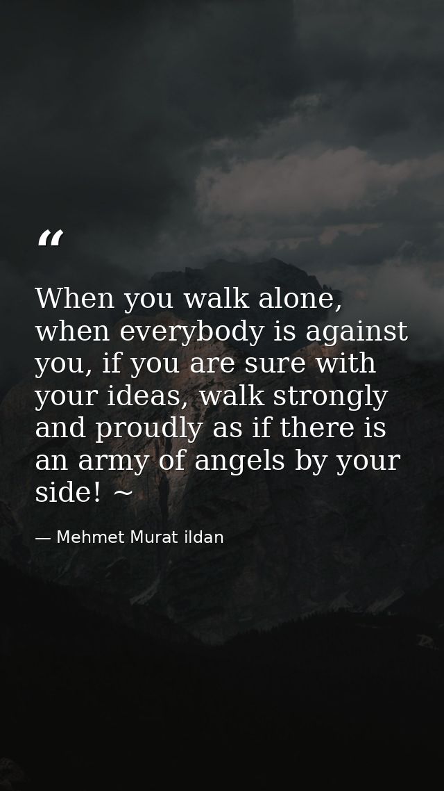 When you walk alone, when everybody is against you, if you are sure with your ideas, walk strongly and proudly as if the — Mehmet Murat ildan