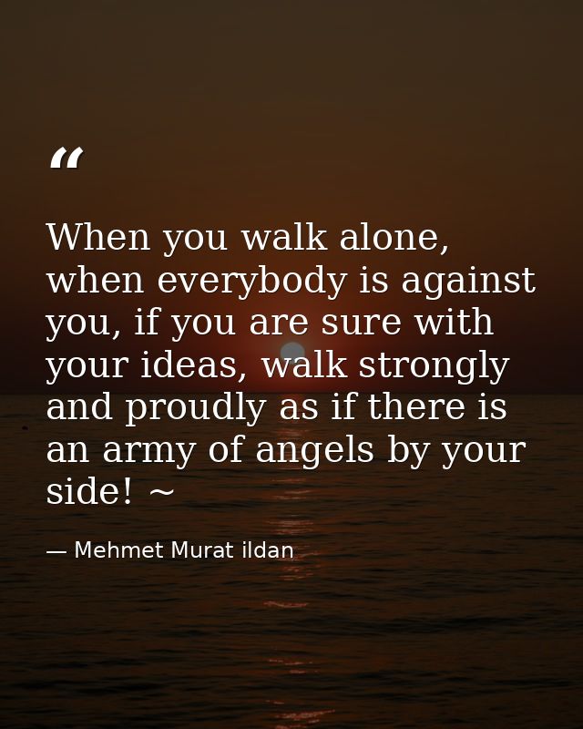 When you walk alone, when everybody is against you, if you are sure with your ideas, walk strongly and proudly as if the — Mehmet Murat ildan