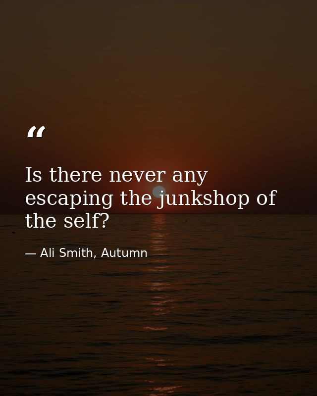 Is there never any escaping the junkshop of the self? — Ali Smith, Autumn