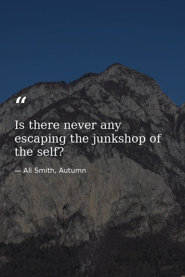 Is there never any escaping the junkshop of the self? — Ali Smith, Autumn