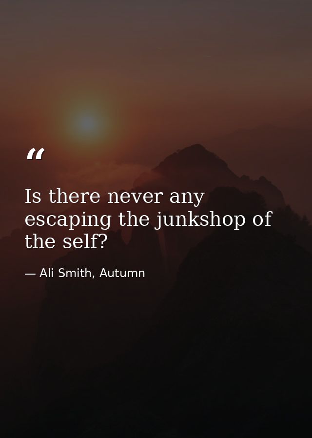 Is there never any escaping the junkshop of the self? — Ali Smith, Autumn