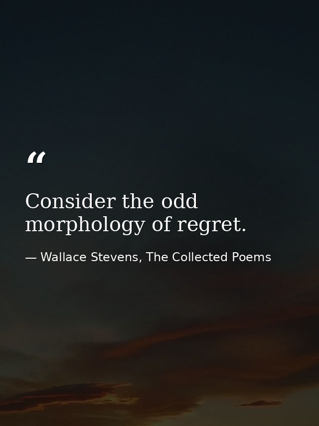 Consider the odd morphology of regret. — Wallace Stevens, The Collected Poems
