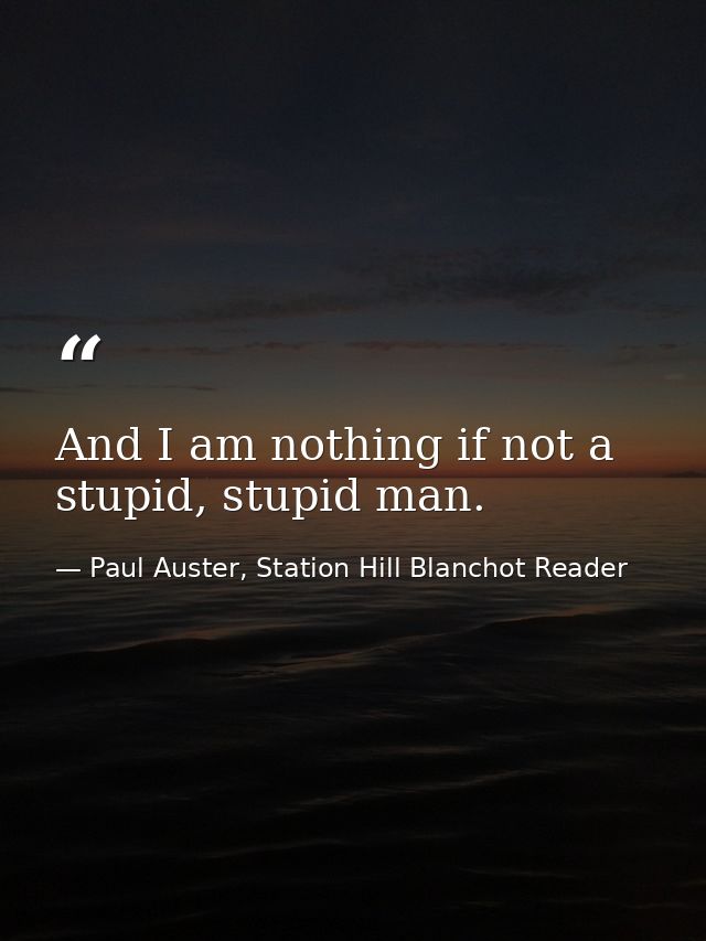 And I am nothing if not a stupid, stupid man. — Paul Auster, Station Hill Blanchot Reader