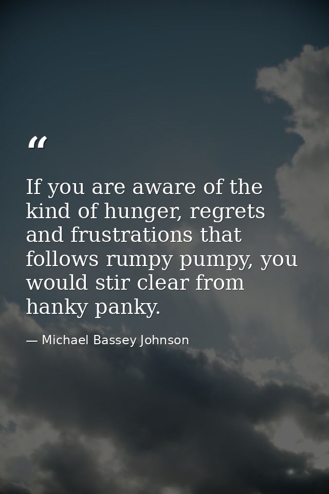 If you are aware of the kind of hunger, regrets and frustrations that follows rumpy pumpy, you would stir clear from han — Michael Bassey Johnson
