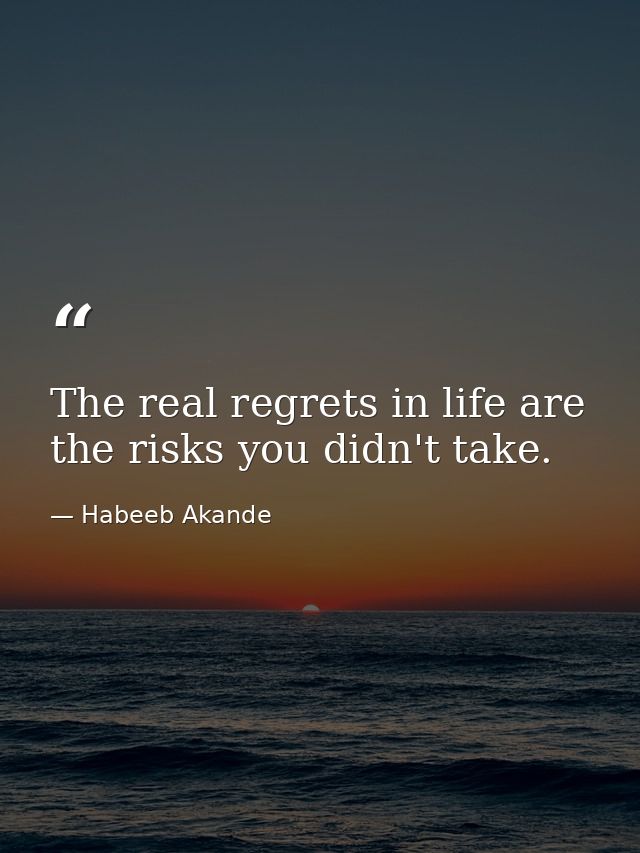 The real regrets in life are the risks you didn't take. — Habeeb Akande