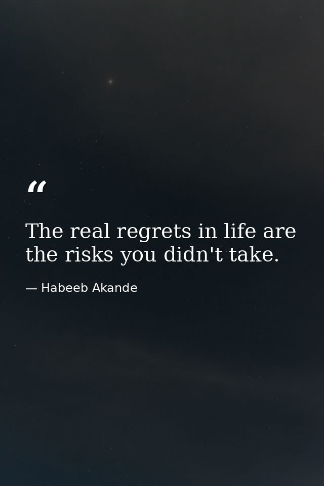 The real regrets in life are the risks you didn't take. — Habeeb Akande