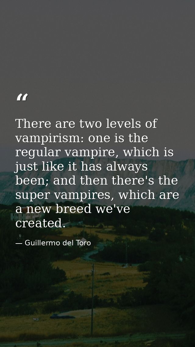 There are two levels of vampirism: one is the regular vampire, which is just like it has always been; and then there's t — Guillermo del Toro