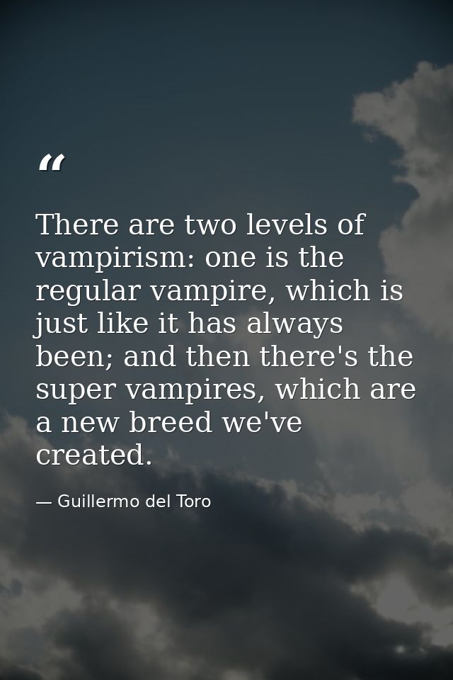 There are two levels of vampirism: one is the regular vampire, which is just like it has always been; and then there's t — Guillermo del Toro