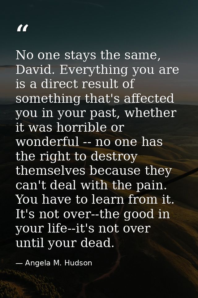 No one stays the same, David. Everything you are is a direct result of something that's affected you in your past, wheth — Angela M. Hudson